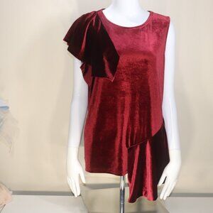 Burgundy Velvet Asymmetrical Blouse, Size 1